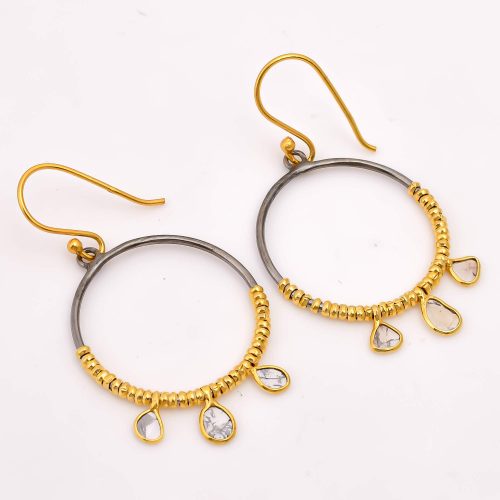 DIAMOND & STONE EARRING