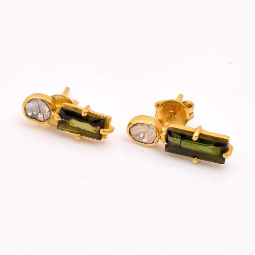 DIAMOND & STONE EARRING