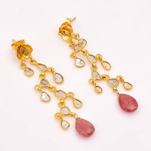 DIAMOND & STONE EARRING