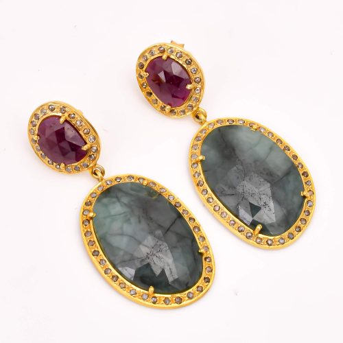 DIAMOND & STONE EARRING