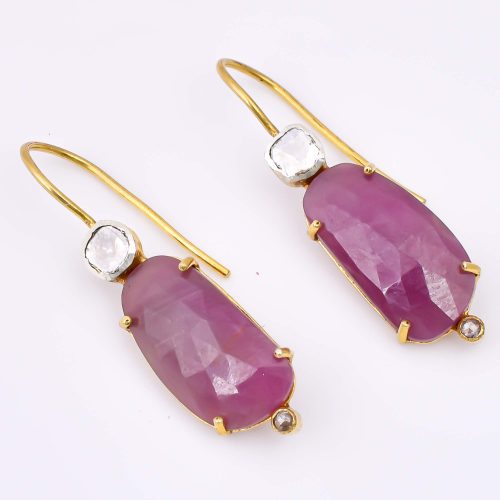 DIAMOND & STONE EARRING