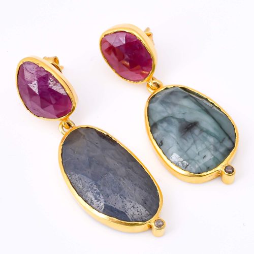 DIAMOND & STONE EARRING