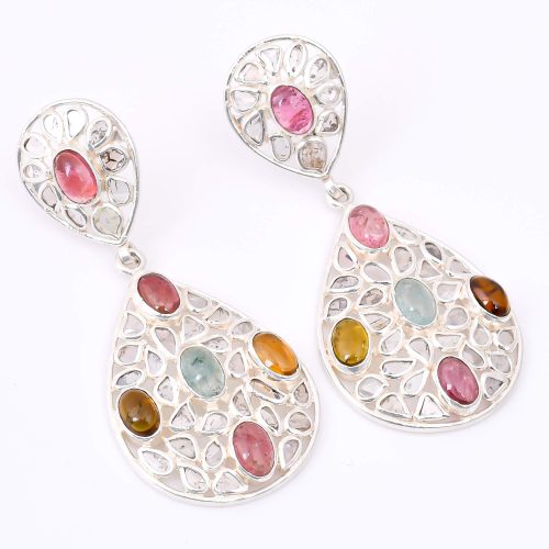 DIAMOND & STONE EARRING
