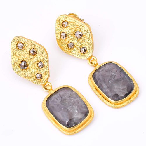 DIAMOND & STONE EARRING