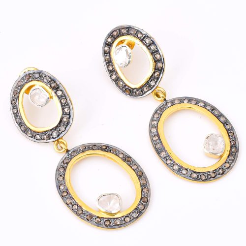 DIAMOND & STONE EARRING