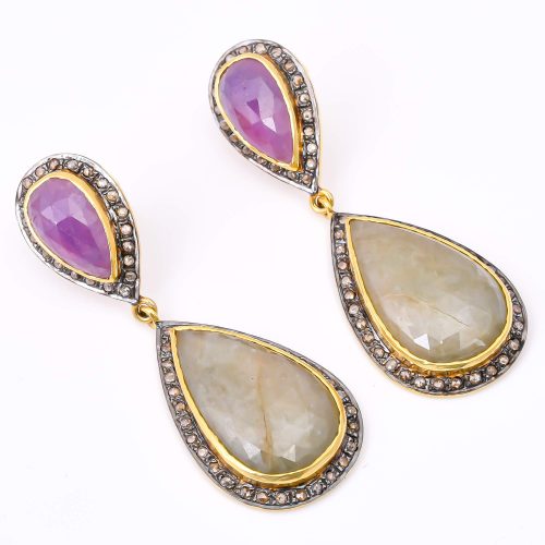 DIAMOND & STONE EARRING