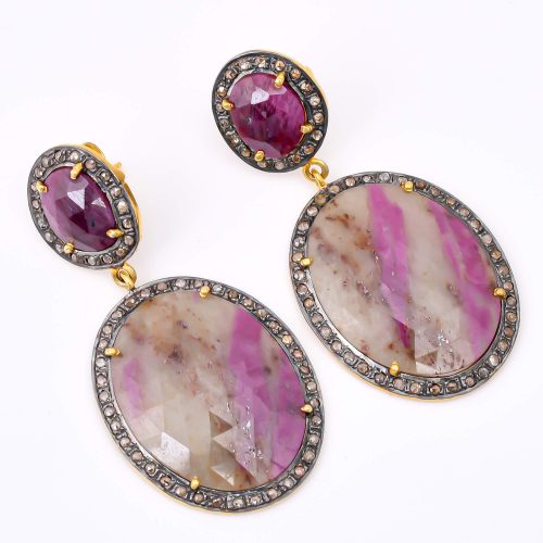 DIAMOND & STONE EARRING
