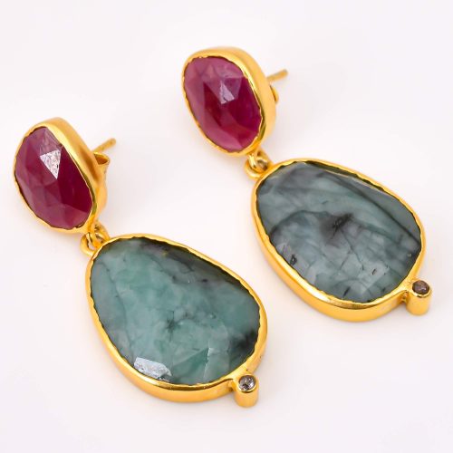 DIAMOND & STONE EARRING
