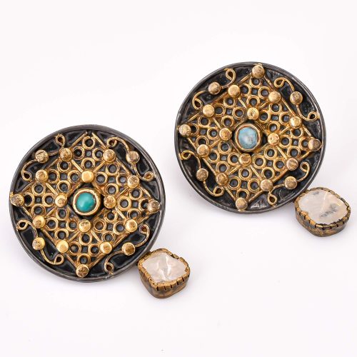 DIAMOND & STONE EARRING