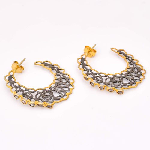 DIAMOND & STONE EARRING