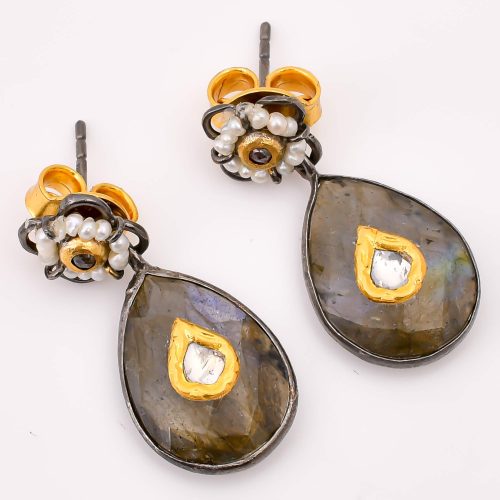 DIAMOND & STONE EARRING