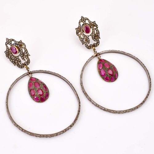 DIAMOND & STONE EARRING