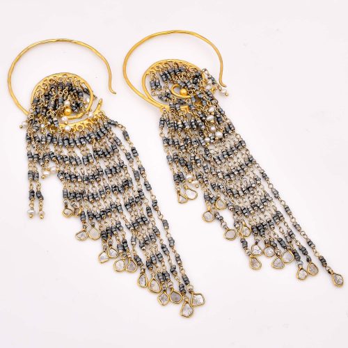 DIAMOND & STONE EARRING